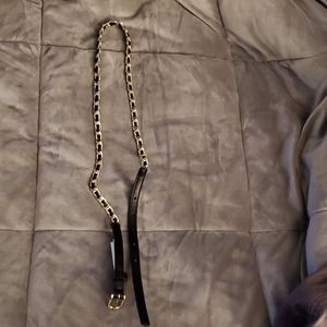 Ann Taylor black leather/gold chain belt NWT